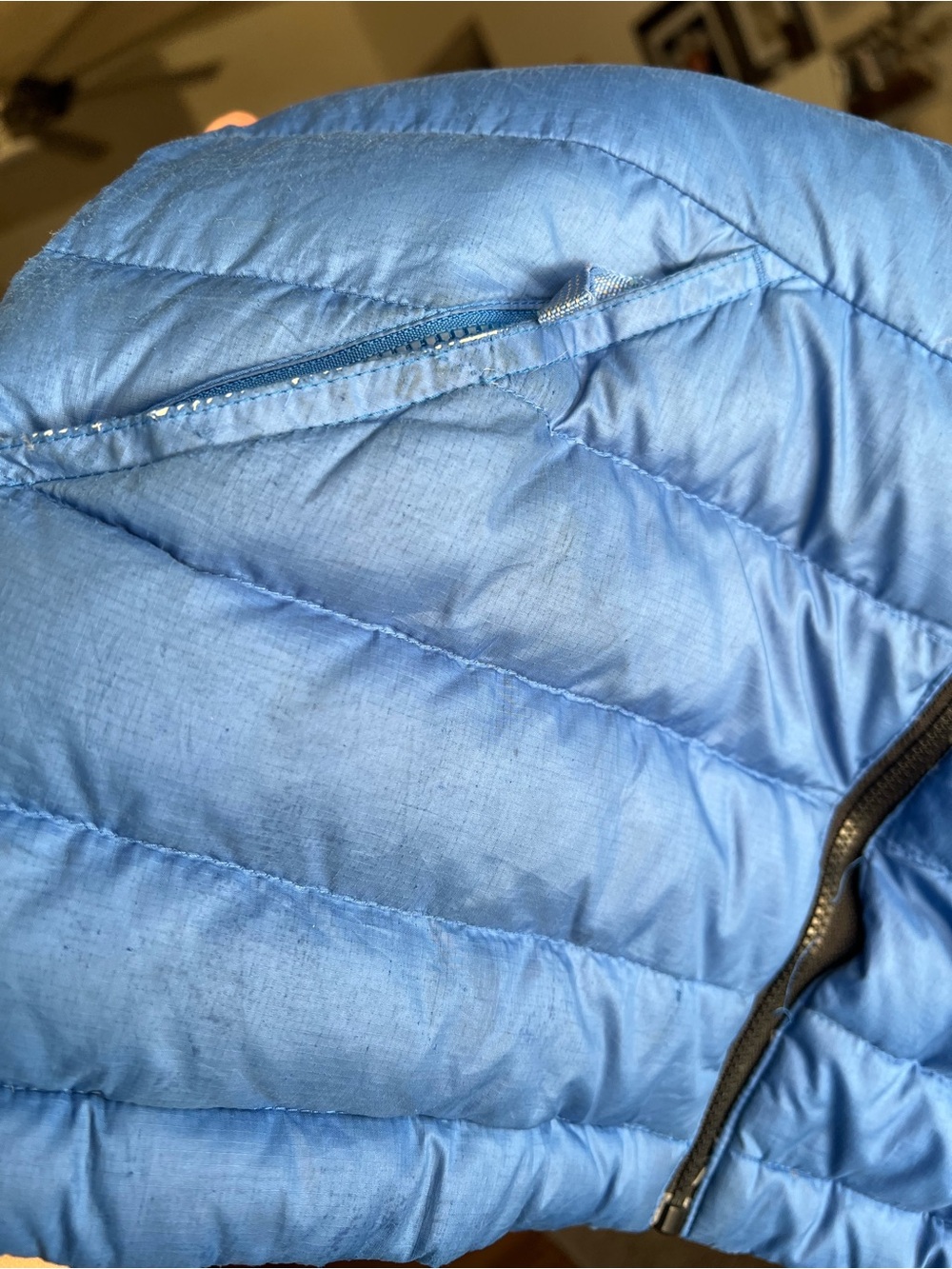 Patagonia Jacket Boys Blue Reversible Down Sweater Hoody Puffer Size M10 - Picture 7 of 11